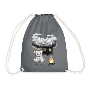 Ours en peluche feu de camp Nature Montagne Amoureux de la nature - Sac de sport léger - gris - Devant