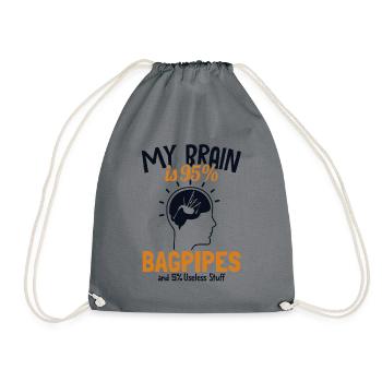 Mon cerveau est composé à 95% de cornemuse Cours de cornemuse Sarbacane - Sac de sport léger - gris - Devant