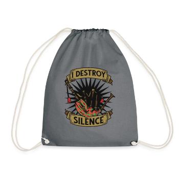 I Destroy Silence Blowpipe Great Highland Player - Drawstring Bag - grey - Front