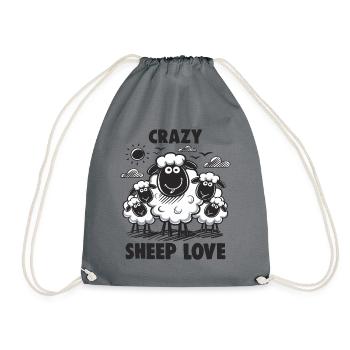 Funny Sheep Crazy Sheep Love - Drawstring Bag - grey - Front