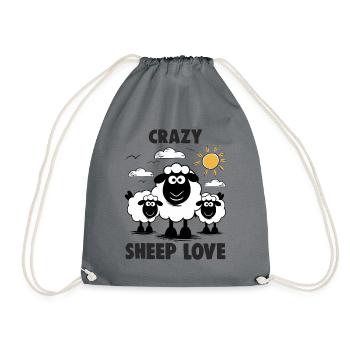 Funny Sheep Crazy Sheep Love - Drawstring Bag - grey - Front