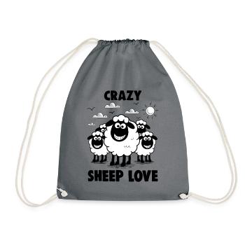 Funny Sheep Crazy Sheep Love - Drawstring Bag - grey - Front