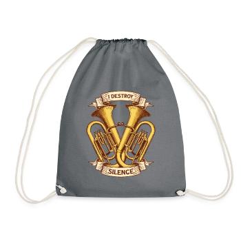 I Destroy Silence Instrument Euphonist Player - Drawstring Bag - grey - Front