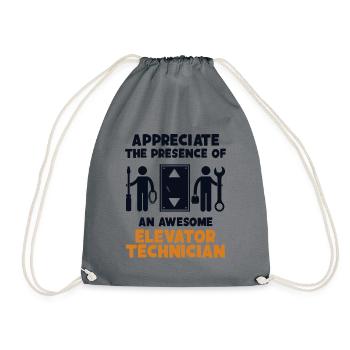 Appreciate Presence Of Awesome Elevator - Drawstring Bag - grey - Front
