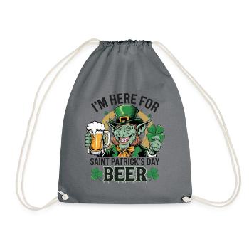 St. Patrick`s Day Beer Leprechaun Kobold Bier - Turnbeutel - Grau - Vorne