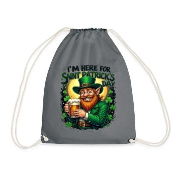 St. Patrick`s Day Beer Leprechaun Kobold Bier - Turnbeutel - Grau - Vorne