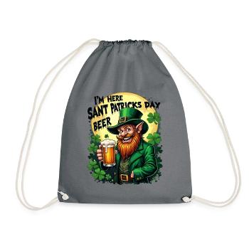 St. Patrick`s Day Beer Leprechaun Kobold Bier - Turnbeutel - Grau - Vorne