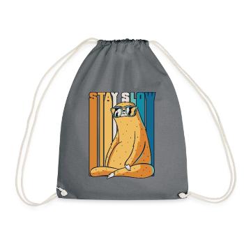 Stay Slow Brown-Throated Pilosa Folivora Lover - Drawstring Bag - grey - Front