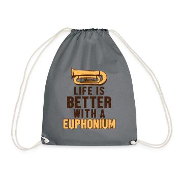 Life is Better with a Euphonium Euphonist Player - Drawstring Bag - grey - Front