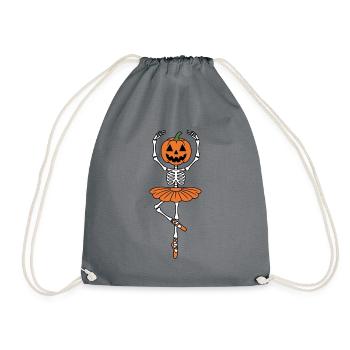 Ballerina Halloween Skeleton - Drawstring Bag - grey - Front