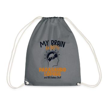 My Brain is 95% Parasaurolophus Dinosaur - Drawstring Bag - grey - Front