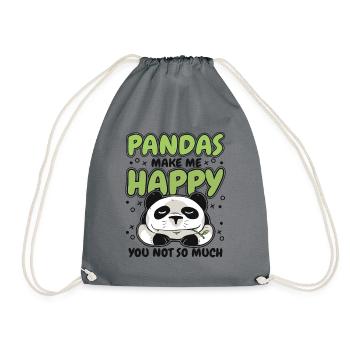 Pandas Make Me Happy Panda Bear Friend Lover - Drawstring Bag - grey - Front