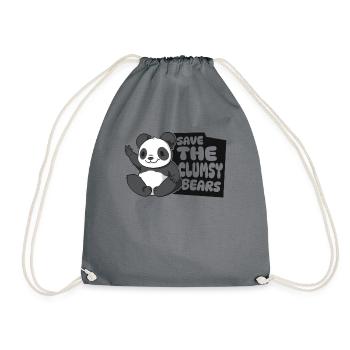 Save The Clumsy Bears Panda Bear Friend Lover - Drawstring Bag - grey - Front