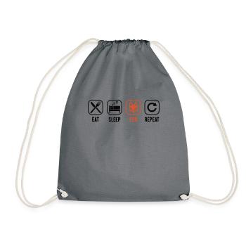 Eat Sleep Fox Repeat Canidae Caninae Red Fox Fox - Drawstring Bag - grey - Front