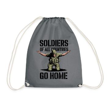 Soldiers of all Countries Go Home Anti Krieg - Turnbeutel - Grau - Vorne