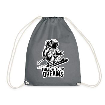 Astronaut Skier Skiing - Drawstring Bag - grey - Front
