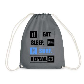 Eat Sleep Surf Repeat Surfen - Drawstring Bag - grey - Front
