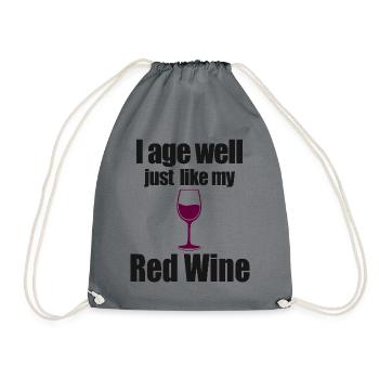 Wine Lover Foodie Quote - Drawstring Bag - grey - Front