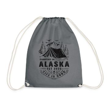 Camping in Alaska Camper Outdoor Zelt Zelten - Turnbeutel - Grau - Vorne
