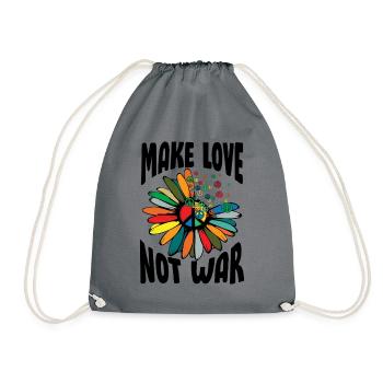 Make Love Not War Flower Power Hippie - Drawstring Bag - grey - Front