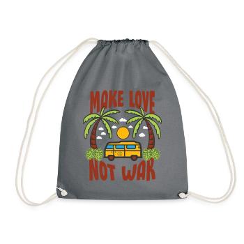 Make Love Not War Flower Power Hippie - Drawstring Bag - grey - Front