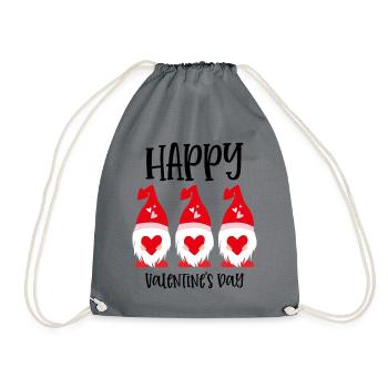 Gnome Happy Valentines Day - Turnbeutel - Grau - Vorne