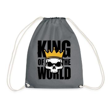 Skull and crossbones with crown King of the World - Drawstring Bag - grey - Front