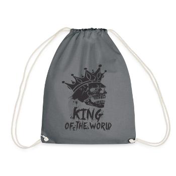 Skull and crossbones with crown King of the World - Drawstring Bag - grey - Front