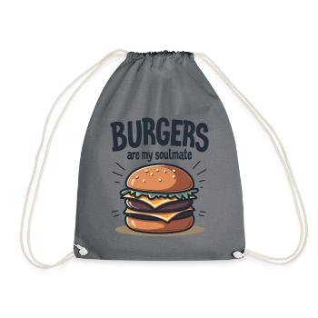 Burgers are my Soulmate Hamburger Fast Food - Turnbeutel - Grau - Vorne