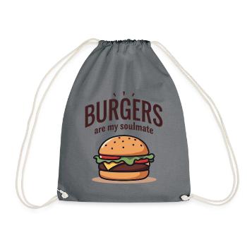Burgers are my Soulmate Hamburger Fast Food - Turnbeutel - Grau - Vorne