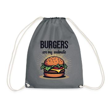 Burgers are my Soulmate Hamburger Fast Food - Turnbeutel - Grau - Vorne