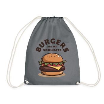 Burgers are my Soulmate Hamburger Fast Food - Turnbeutel - Grau - Vorne