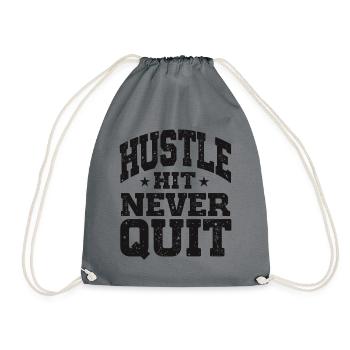 Hustle Hit Never Quit Sportler Fitness - Turnbeutel - Grau - Vorne
