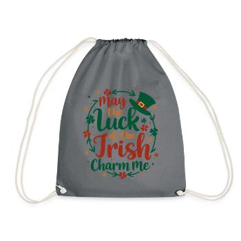 May the Luck of the Irish Charm Me - St Patrick's - Drawstring Bag - grey - Front