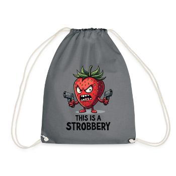 This Is A Strobbery – Lustige Erdbeer Gangster - Turnbeutel - Grau - Vorne