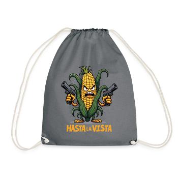 Gangster Corn Hasta La Vista – Corn on the Cob Gangster - Drawstring Bag - grey - Front