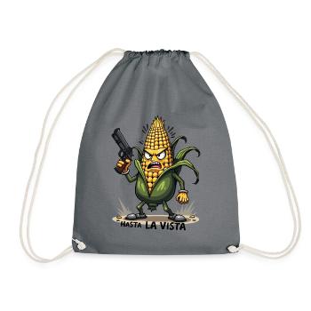 Gangster Corn Hasta La Vista – Corn on the Cob Gangster - Drawstring Bag - grey - Front