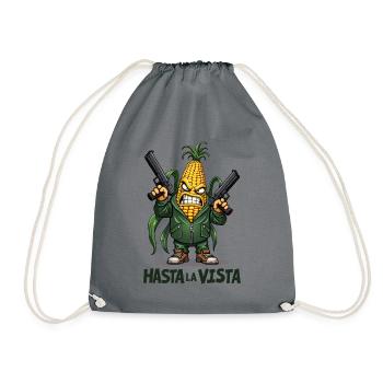 Gangster Corn Hasta La Vista – Corn on the Cob Gangster - Drawstring Bag - grey - Front