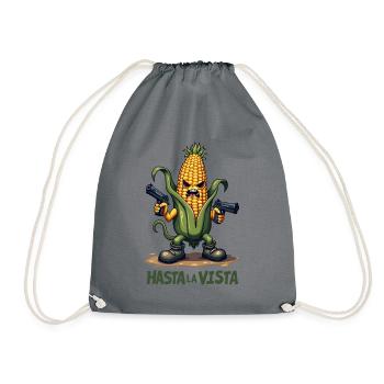 Gangster Corn Hasta La Vista – Corn on the Cob Gangster - Drawstring Bag - grey - Front
