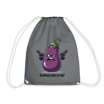 Badass Aubergine – Go Ahead, Make My Day - Drawstring Bag - grey - Front