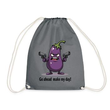 Badass Aubergine – Go Ahead, Make My Day - Drawstring Bag - grey - Front