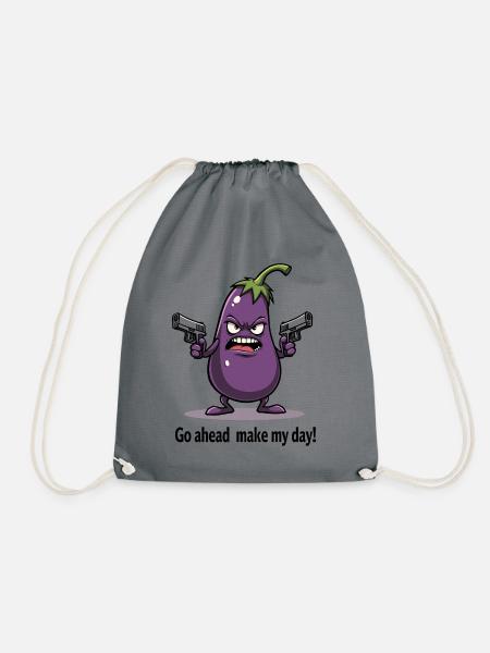 Badass Aubergine – Go Ahead, Make My Day - Turnbeutel - Grau