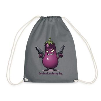 Badass Aubergine – Go Ahead, Make My Day - Drawstring Bag - grey - Front