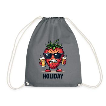 Cool strawberry with beer – for holidays & festivals - Drawstring Bag - grey - Front