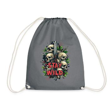 Stay Wild Knife Knife Life Motto - Drawstring Bag - grey - Front