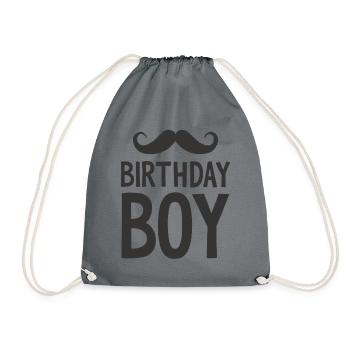 Birthday Boy – Geburtstag mit Schnurrbart - Turnbeutel - Grau - Vorne