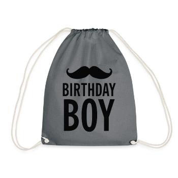 Birthday Boy – Geburtstag mit Schnurrbart - Turnbeutel - Grau - Vorne