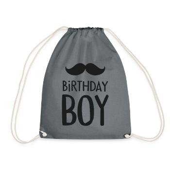 Birthday Boy – Geburtstag mit Schnurrbart - Turnbeutel - Grau - Vorne