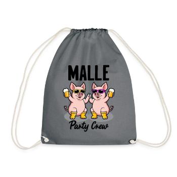 Malle Party Crew Funny Pigs Beer Fun - Drawstring Bag - grey - Front