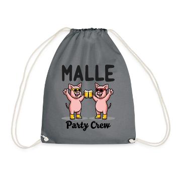 Malle Party Crew Funny Pigs Beer Fun - Drawstring Bag - grey - Front